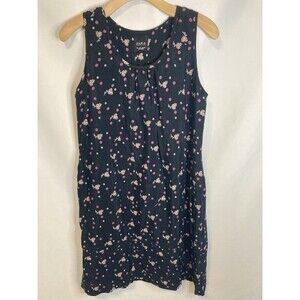 Zara Navy Blue Dress L Ditsy Floral Fairy Mini Sleeveless Pockets Knee Length